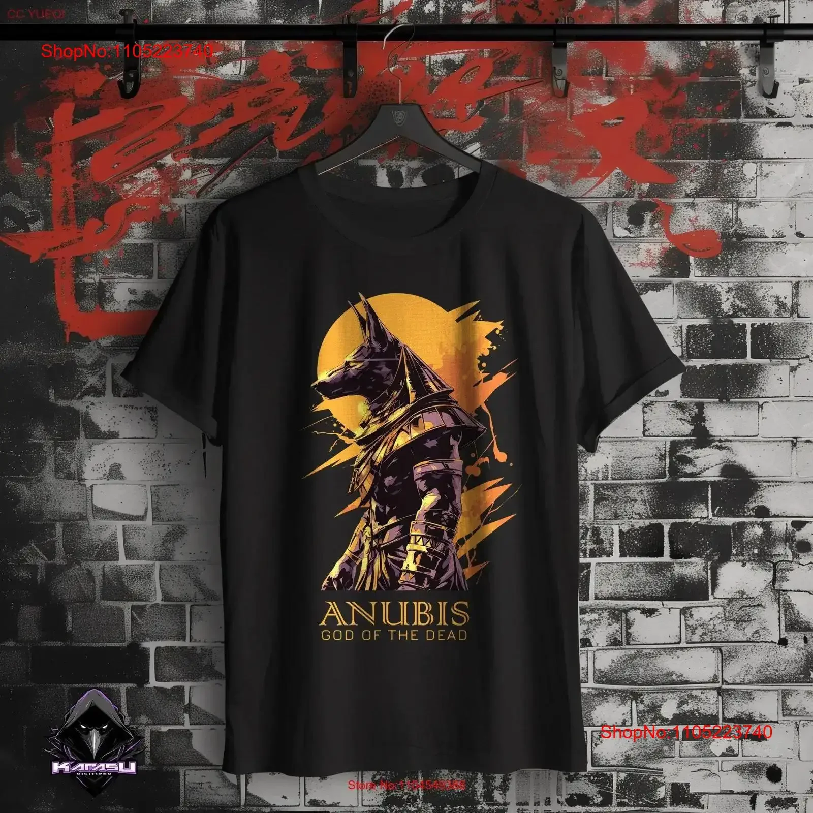 

Anubis T Shirt Egyptian God mythology tee of the dead jackal desert vintage Washed Comfortable Soft streetwear Versatile