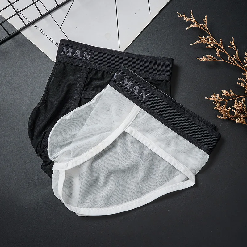 Sexy Mens Full Transparent Briefs Underwear Male Ultra-Thin See Through Panties Mesh Sexy U Pouch Undies Breathable Underpants