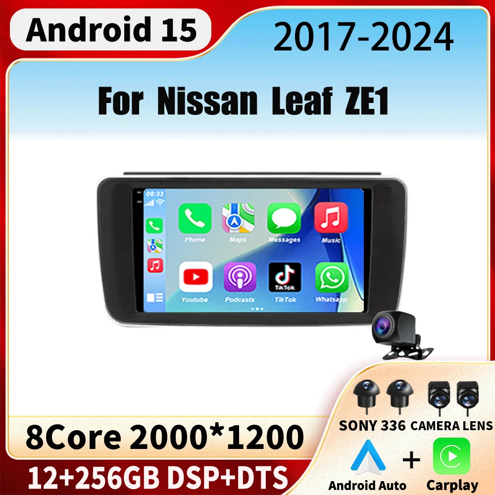 Android 15 For Nissan Leaf ZE1 2017 - 2024 Octa-Core HU 4G Car Radio Multimedia Video Player Navigation GPS 360 camera Wifi
