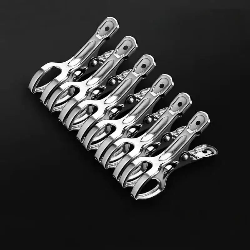 5Pcs Windproof Stainless Steel Laundry Clips Heavy Duty Rust Resistant for Towel Sock Home Bathroom Travel Drying