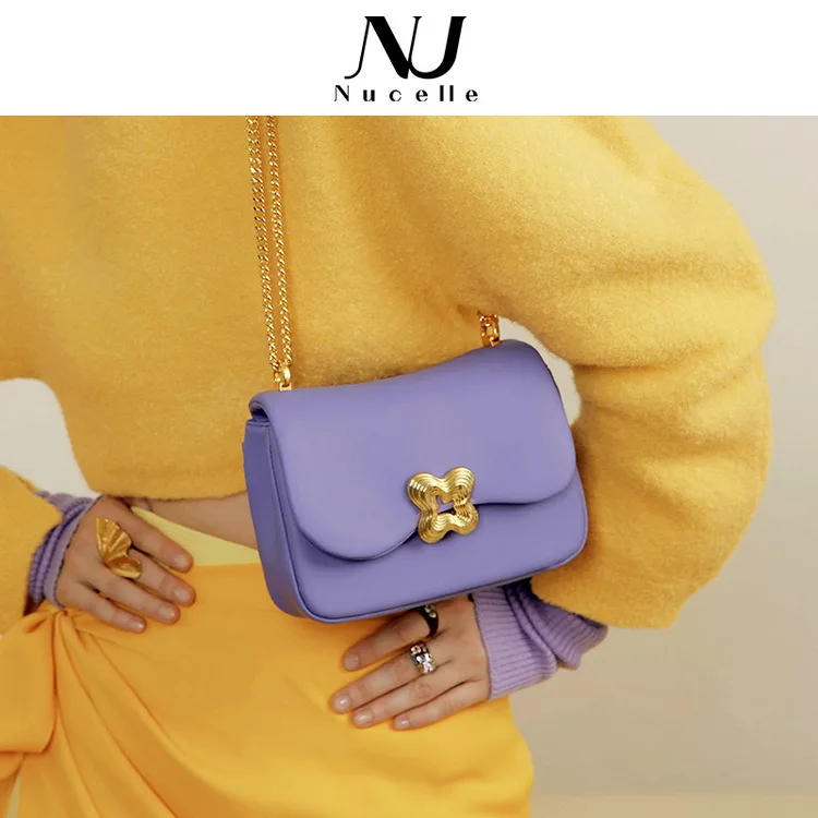 NUCELLE Bag girl 2022 summer new texture shoulder messenger bag fashion chain underarm flower bag