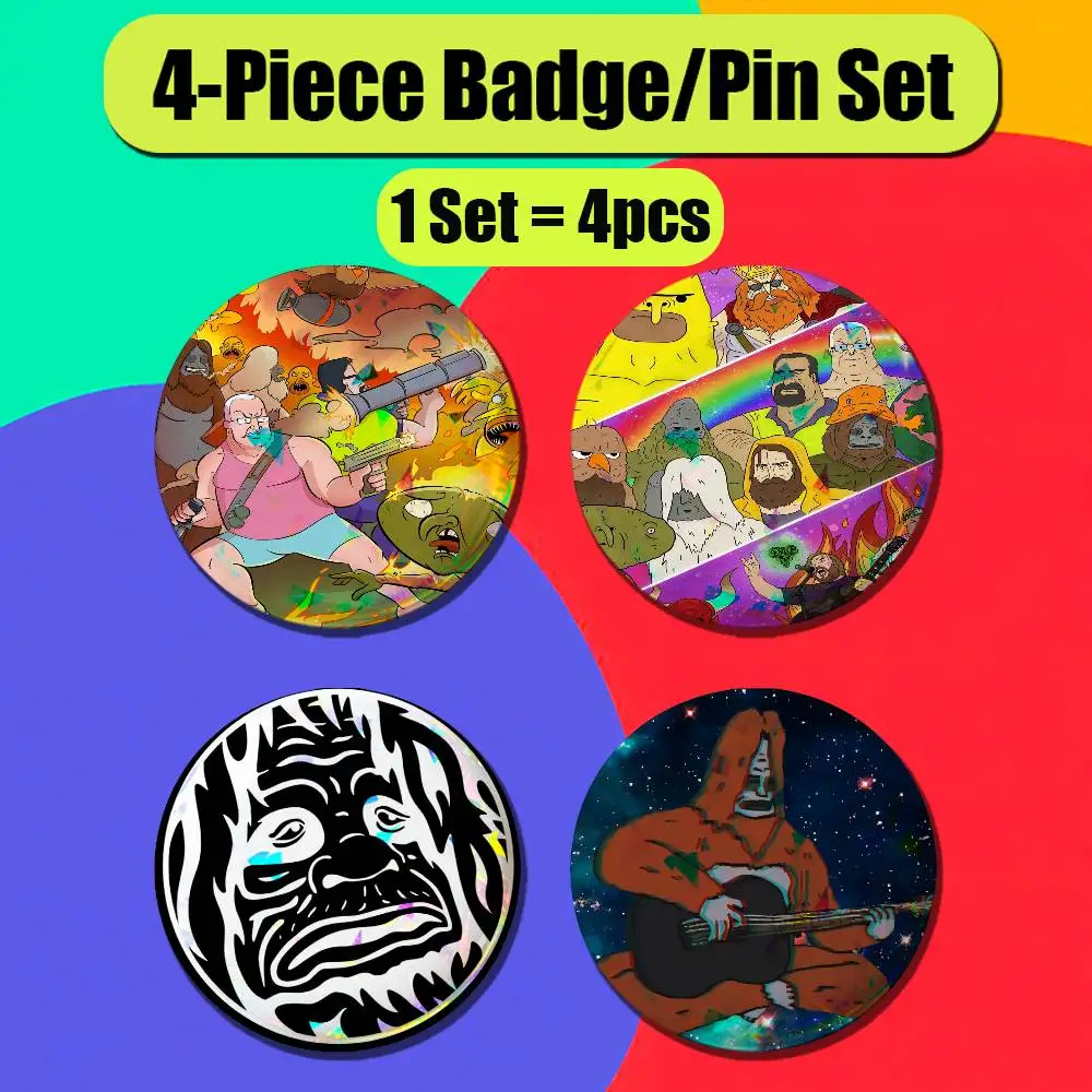 For The Big Lez Show Enamel Pin Badge Set 4PCS Round Metal Button Brooch Backpack Ita Bag Pins Custom