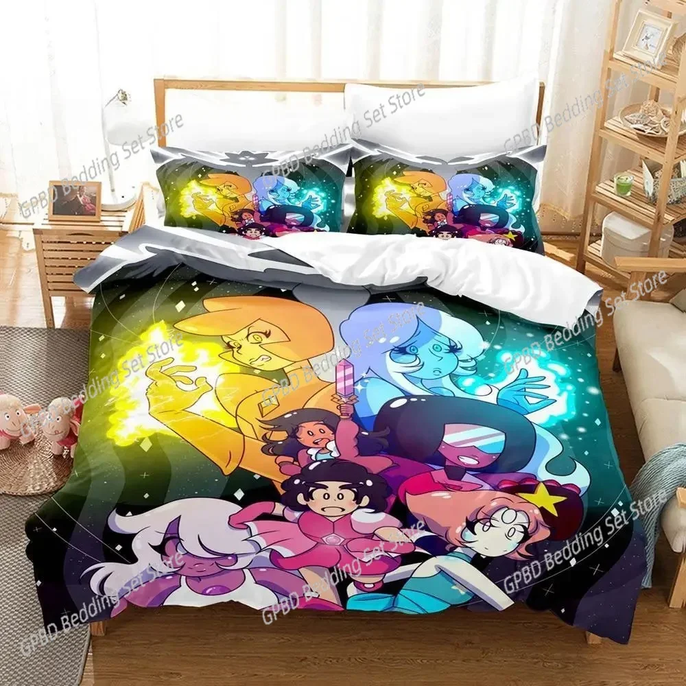 New Kawaii Steven Universe 3D Bedding Set Duvet Cover Pillowcases Single Twin Full Queen King Size Home Decor Quilt Boys Gift