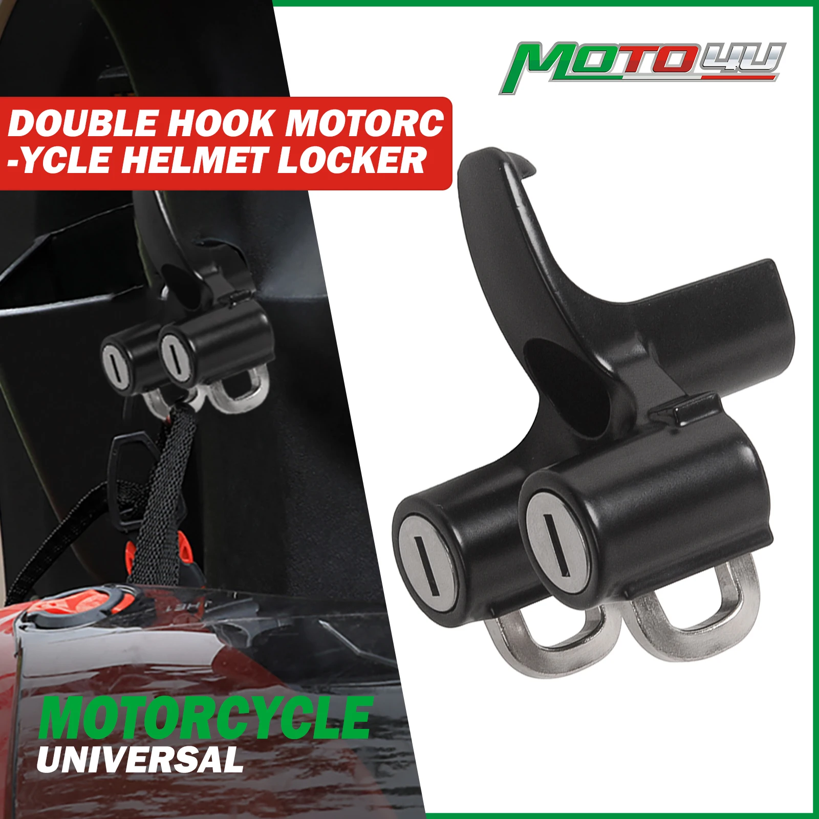 Universal Double hook Motorcycle Helmet Locker Multifunctional Helmet Lock Anti-theft Security Hook Motorbike Accessories