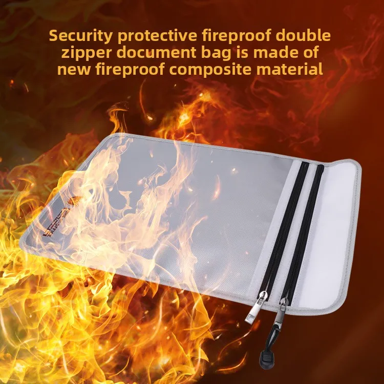 Fire and explosion-proof safety protection document bag double zipper 38 * 28CM bag storage
