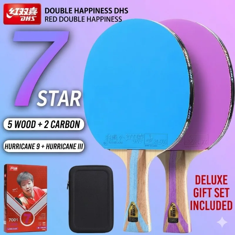 raquette-de-tennis-de-table-dhs-6001-7001color-7-etoiles-raquette-de-ping-pong-hurricane-9-avec-caoutchouc-collant-pour-le-forehand-et-hurricane-3-pour-le-backhand