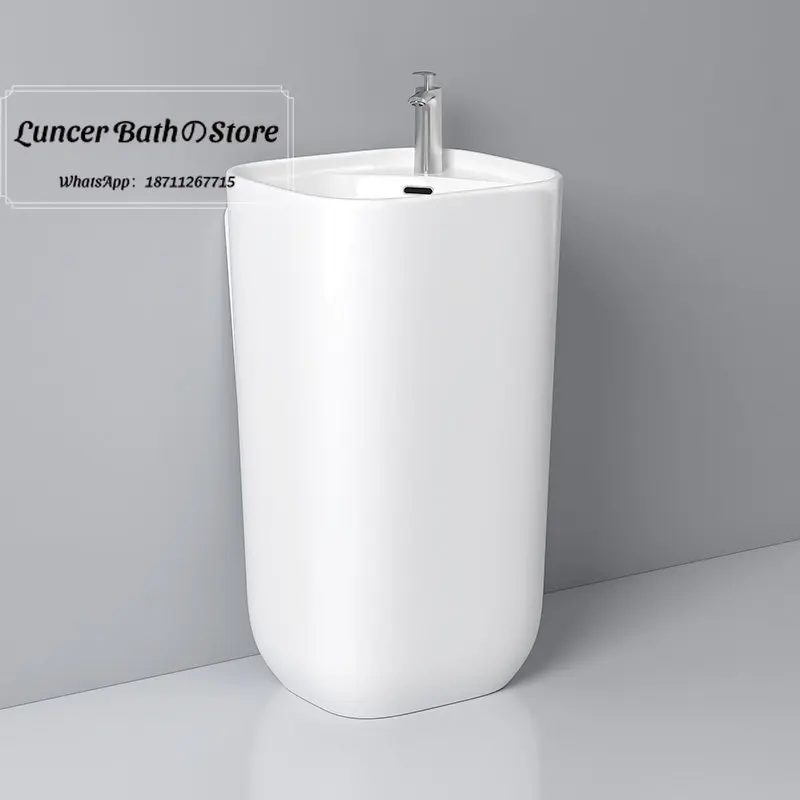 Japanese pillar basin ceramic integrated washbasin balcony bathroom small apartment washbasin hotel washbasin