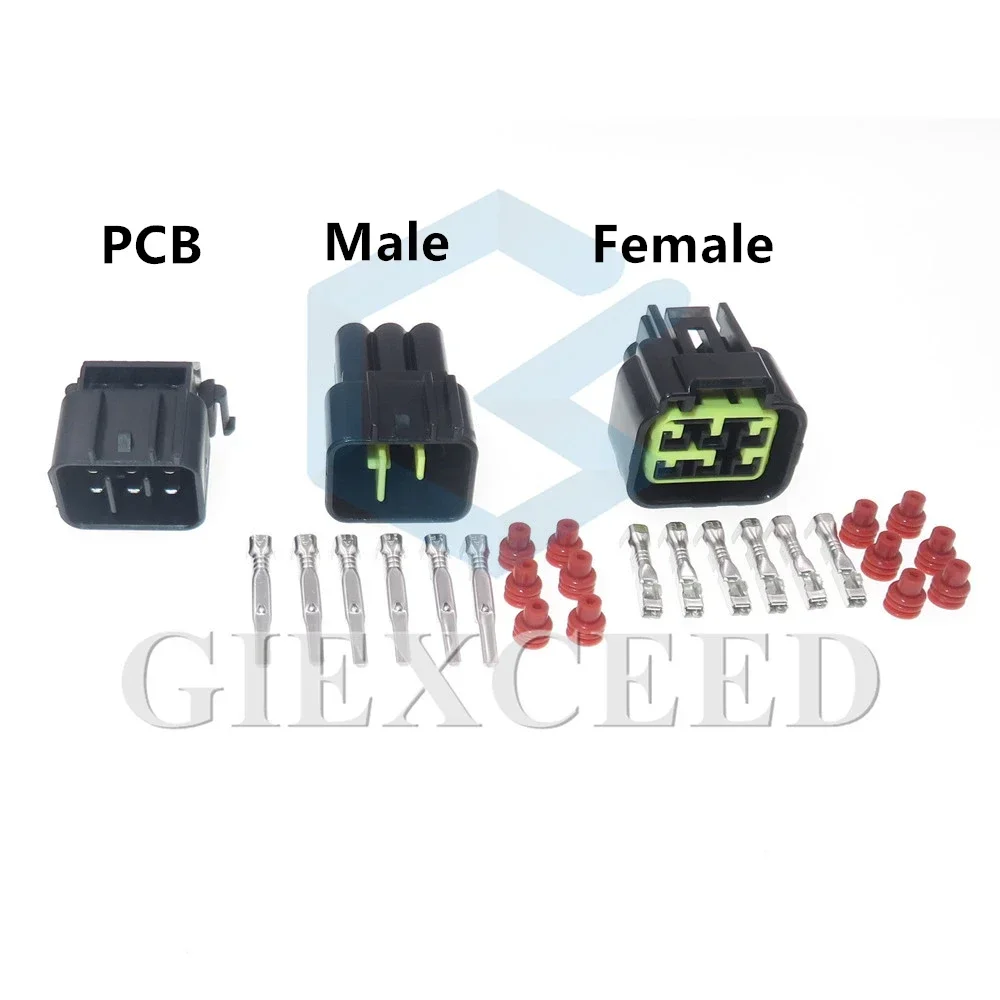 2 Sets 6 Pin FW-C-6M-B FW-C-6F-B Car Window Lifter Cable Socket High-voltage Ignition Coil Plug AC Assembly For Ford Mondeo
