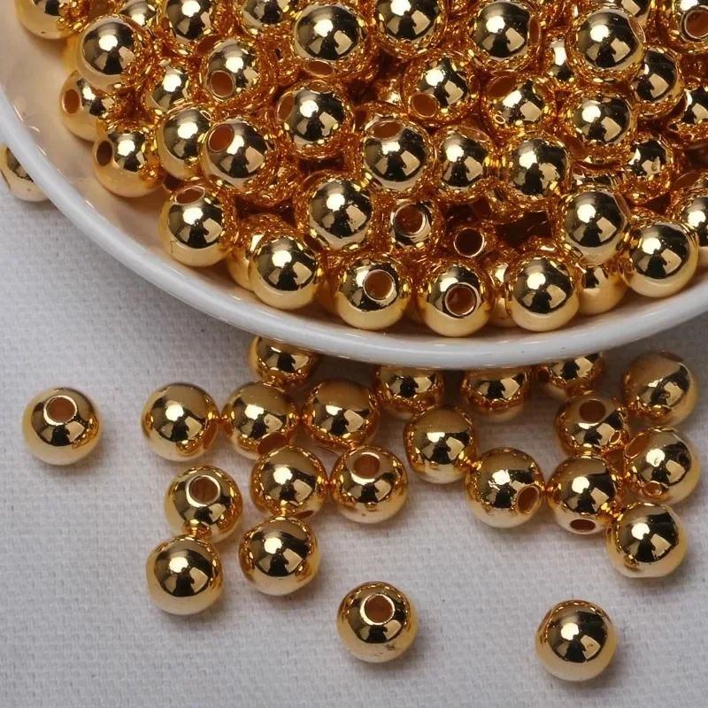 Simple DIY Material Metal Separation Bead Vintage Golden Silver Round Through Hole Beads Jewelry Components Handmade Accessories image 5