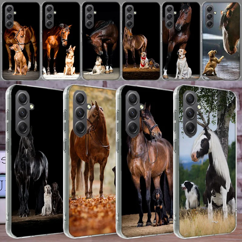 Domineering Cool Horses And Dogs Phone For Samsung Galaxy A15 A25 A35 A55 A71 A51 A41 A31 A21 A11 M12 M30S M31 M32 M51 M52 J8 J6