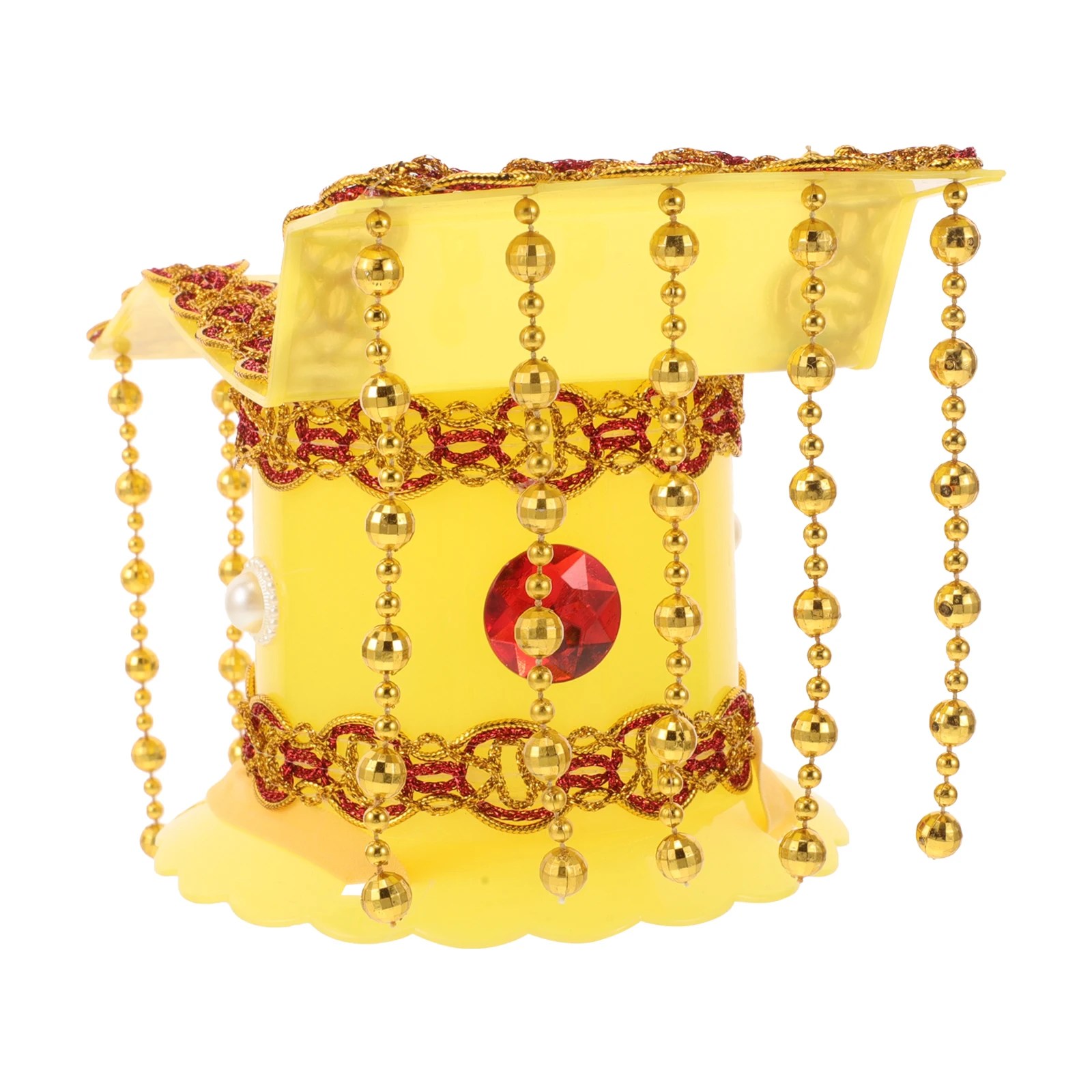 

Yellow Ancient Chinese Emperor Hat Kids Party Cosplay Stage Performance Costume Accessory Retro Chinese Style