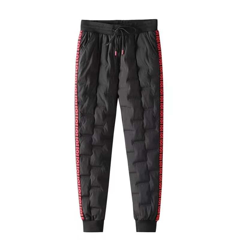Pantaloni in piumino da uomo Outdoor Winter Warm Thiened Fce Du down Pantaloni casual antivento Vestibilità ampia Lunghezza regolare