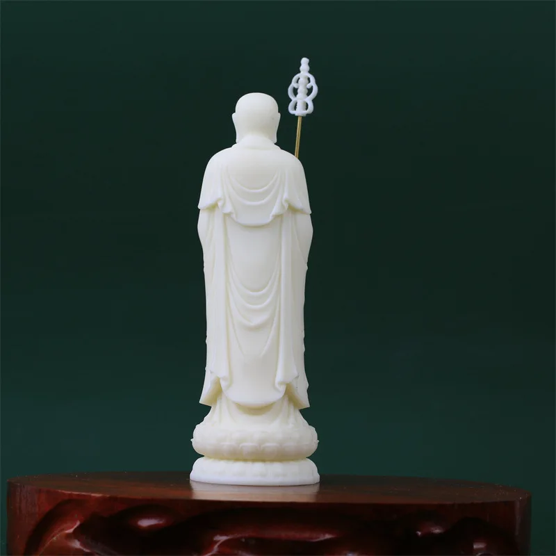 Tagua Nut Carving Ksitigarbha Bodhisattva Buddha Statue Decor Home Living Room Feng Shui Auspicious Decoration Handicrafts
