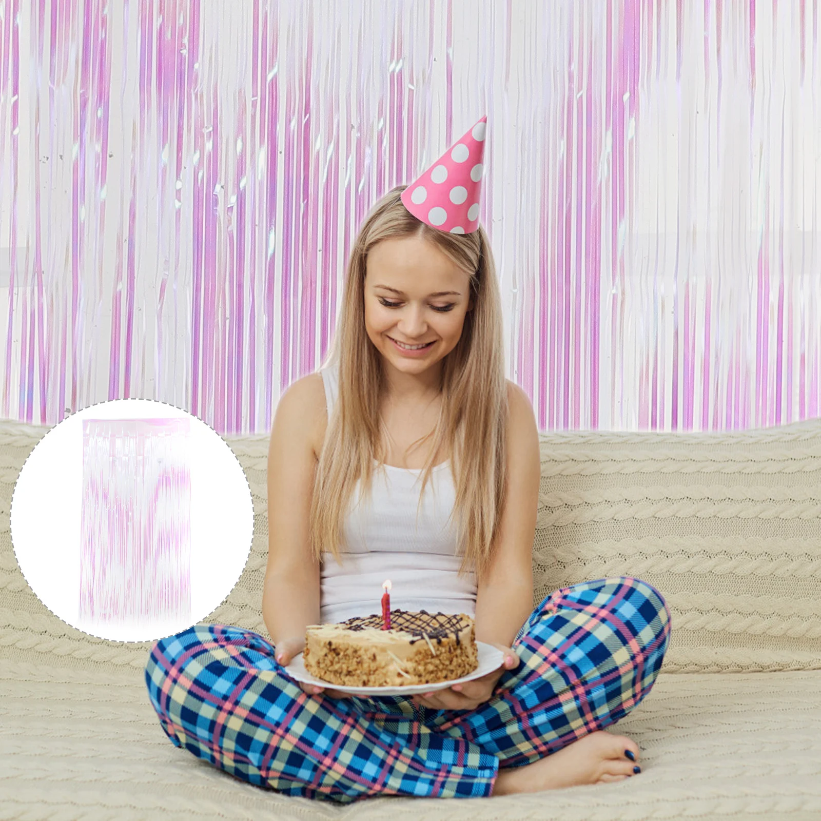 

Long Lasting Candy Rain Fringe Background Curtain Exquisite Party Decorations Rainbow Streamer Photo Studio Kit