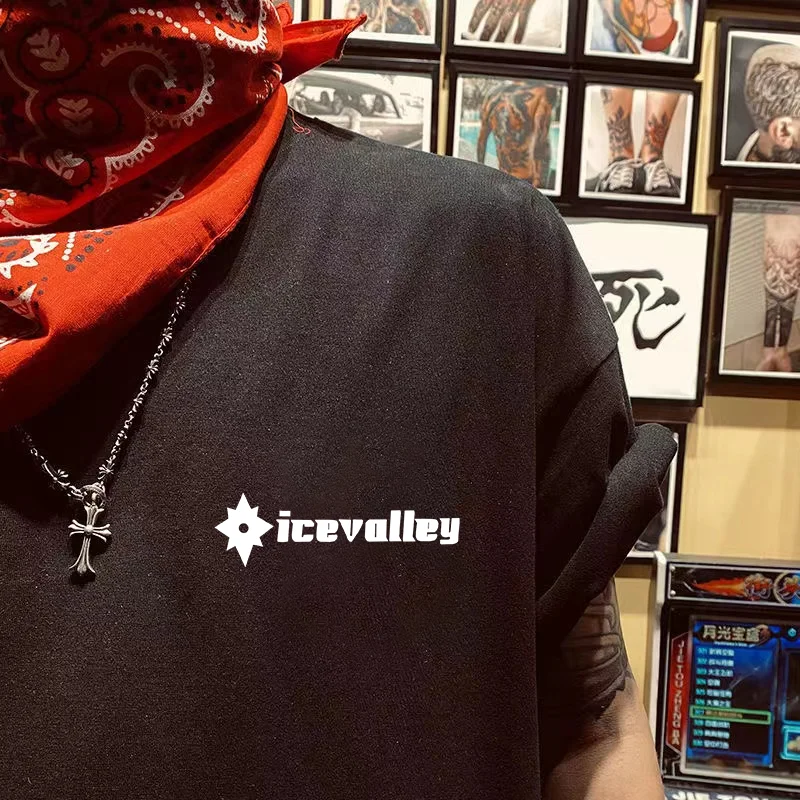 Moda Harajuku Hip Hop atış o-boyun T-shirt rahat baskı kargo Streetwear mektuplar Retro boy kısa kollu