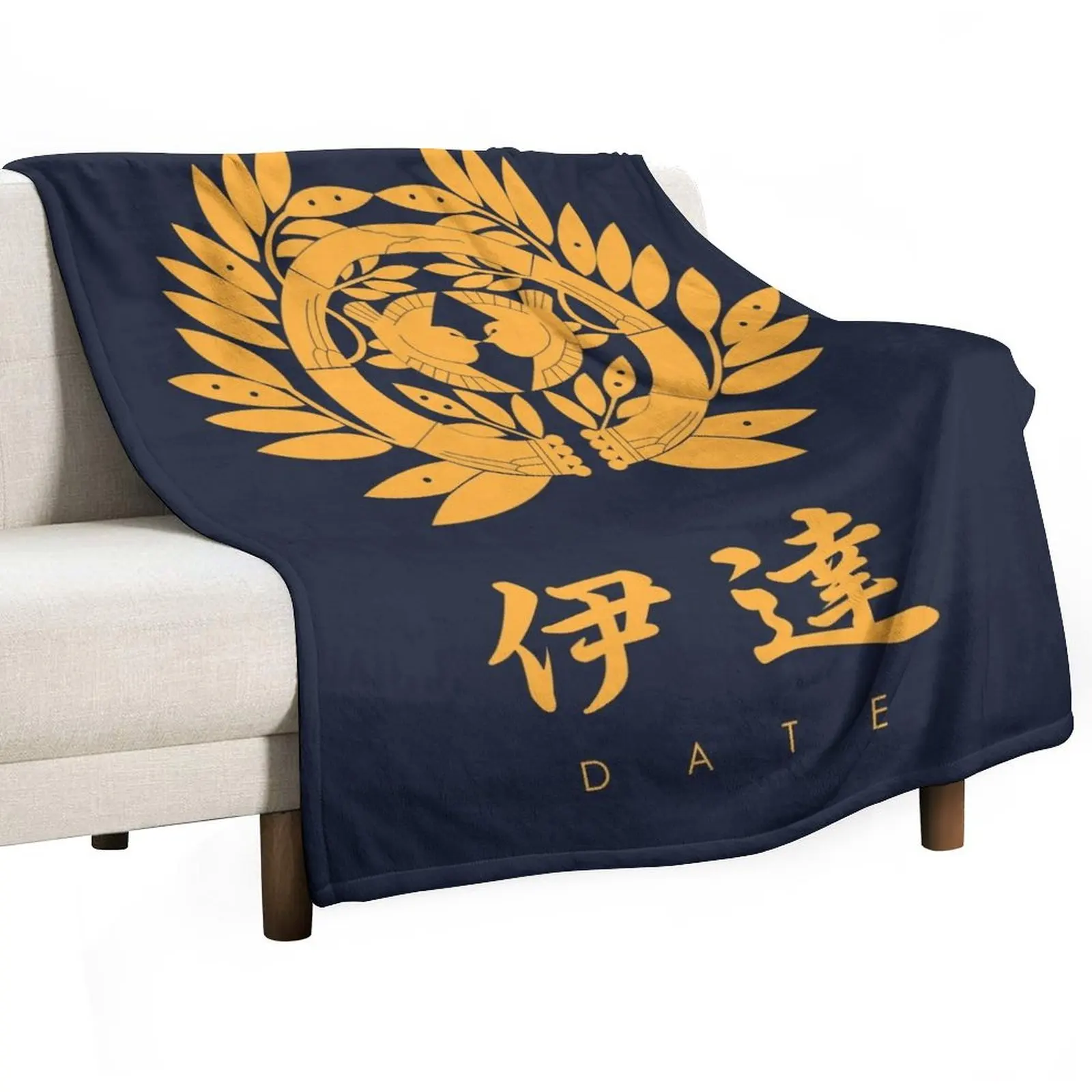 Date Clan kamon with Clan Name Throw Blanket cosplay anime Picnic Beautifuls Blankets