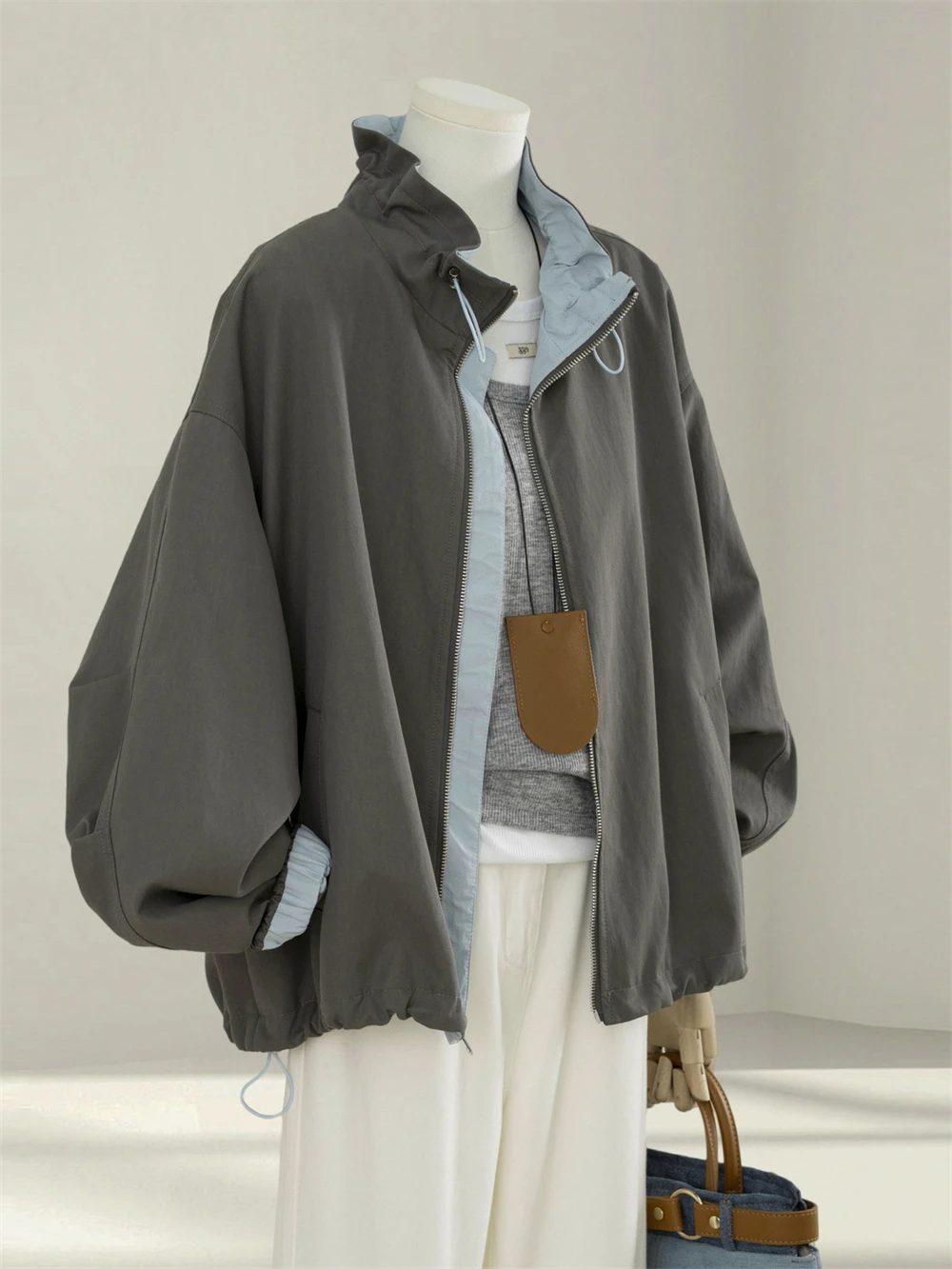 

Ретро-куртка свободного кроя с цветовыми блоками для мужчин и женщин, модная осенняя верхняя одежда, высококачественная текстура, контрастная рубашка, черная