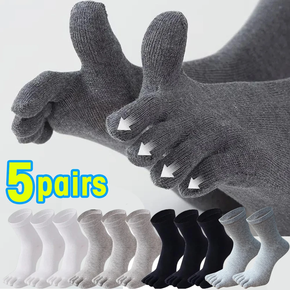 

5pairs Unisex Toe Socks Men and Women Five Fingers Socks Breathable Cotton Socks Sports Running Solid Color With Separate Toes