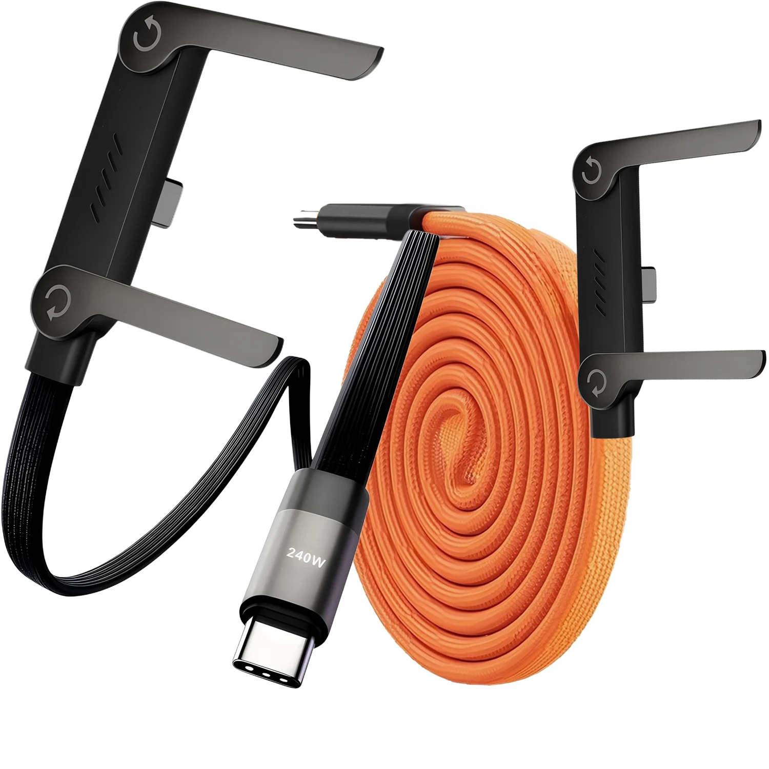 2 in 1 1/2/3PCS USB C Fast Charging Cable with Foldable Phone Stand Stands Sideways Desktop Holder For Xiaomi Phone Charge Cable