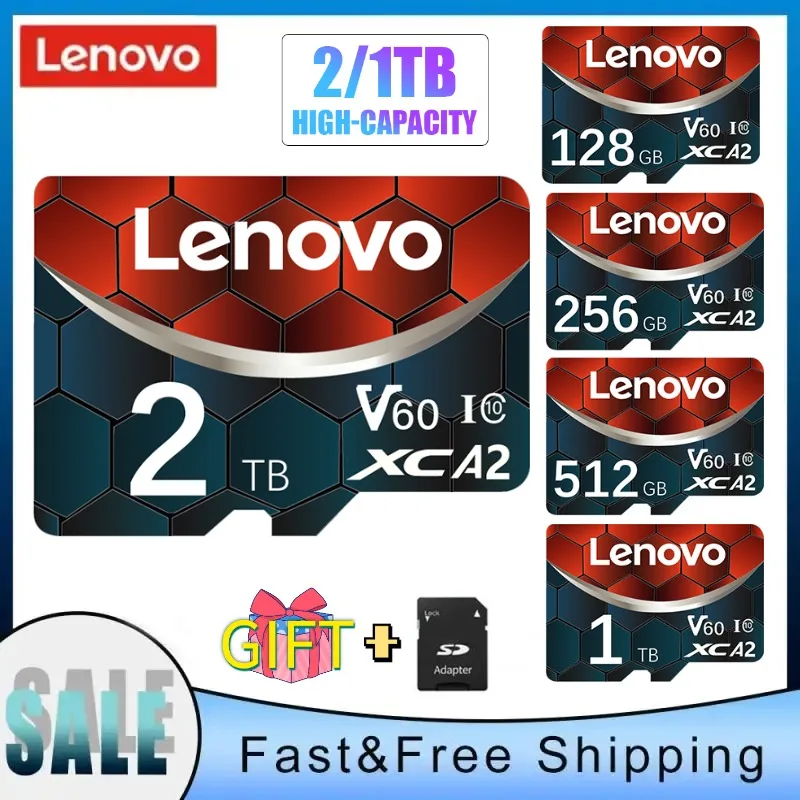 Lenovo-Carte mémoire flash Micro TF, 1 To, SD, TF, 2 To, 128 Go, 512 Go, Super compatibilité, cartouche de jeu EZ Flash, étanche