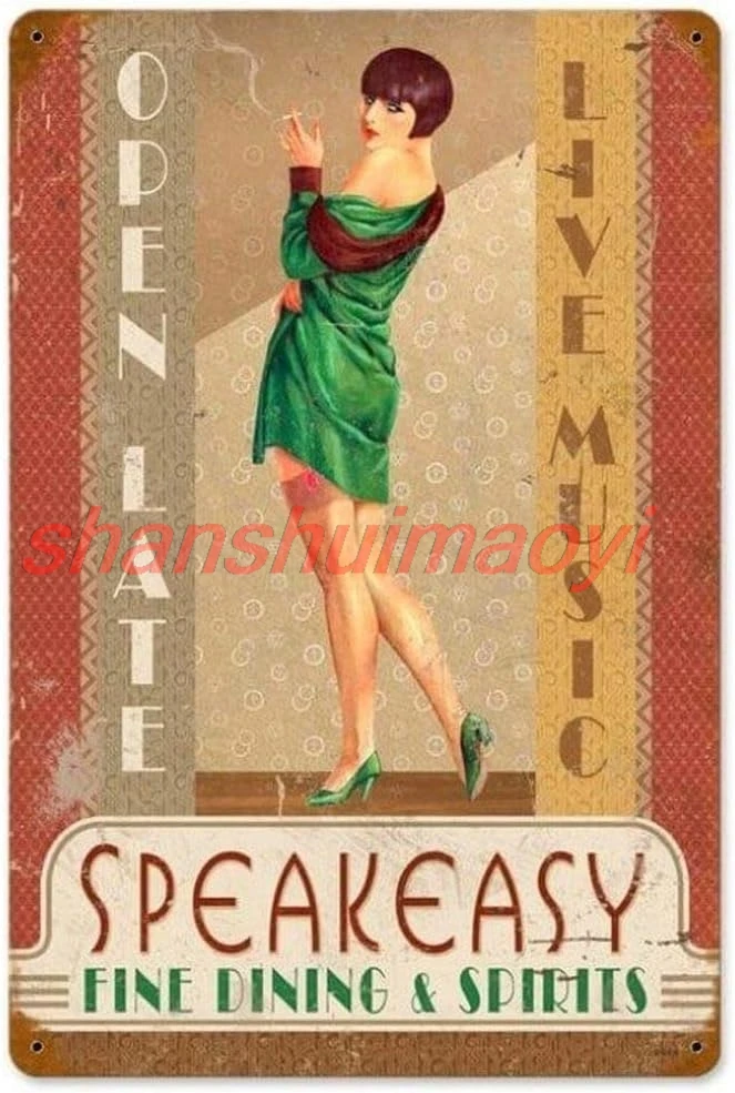 Tin Sign For Speakeasy - Pin-Up Girl Retro Metal Sign Vintage Wall Decor Metal Plaque Poster for Home Club Bar Pub Tavern C sign