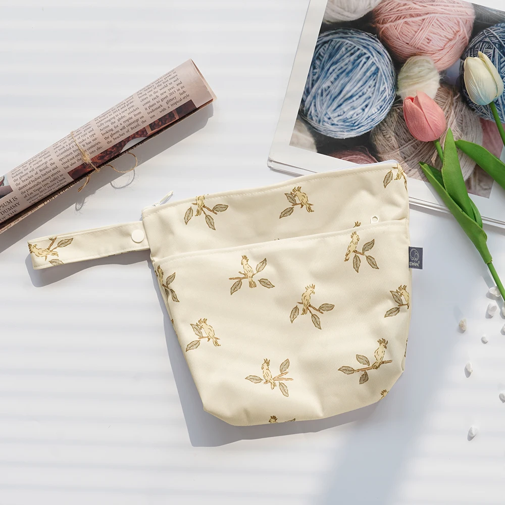 HappyFlute New Fashion Pattern Two Pocket Zipper Design 100%Polyester Fabric Multi-purpose Use Baby Waterproof Diaper Bag