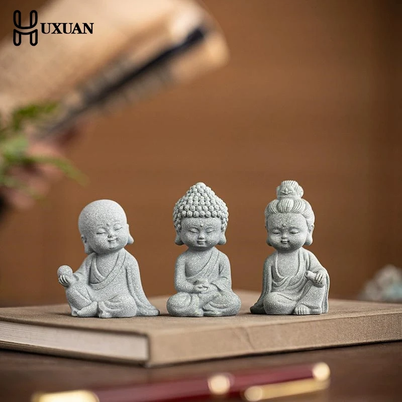 Chinese Style Buddha Statue Cute Little Monk Figurines Fish Tank Moss Landscaping Zen Oriental Aesthetic Garden Decoration