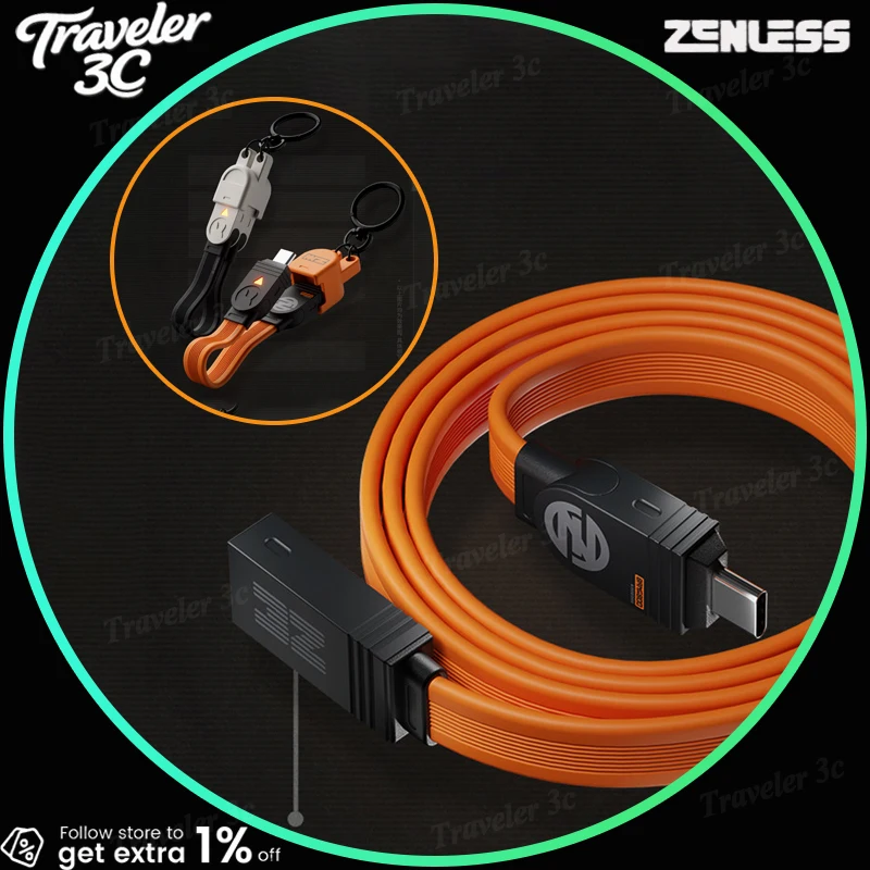 Zenless Zone Zero 240W Pro Fast Charging Data Cable Modular USB C High Speed Power Delivery Portable Keychain For Smartphone