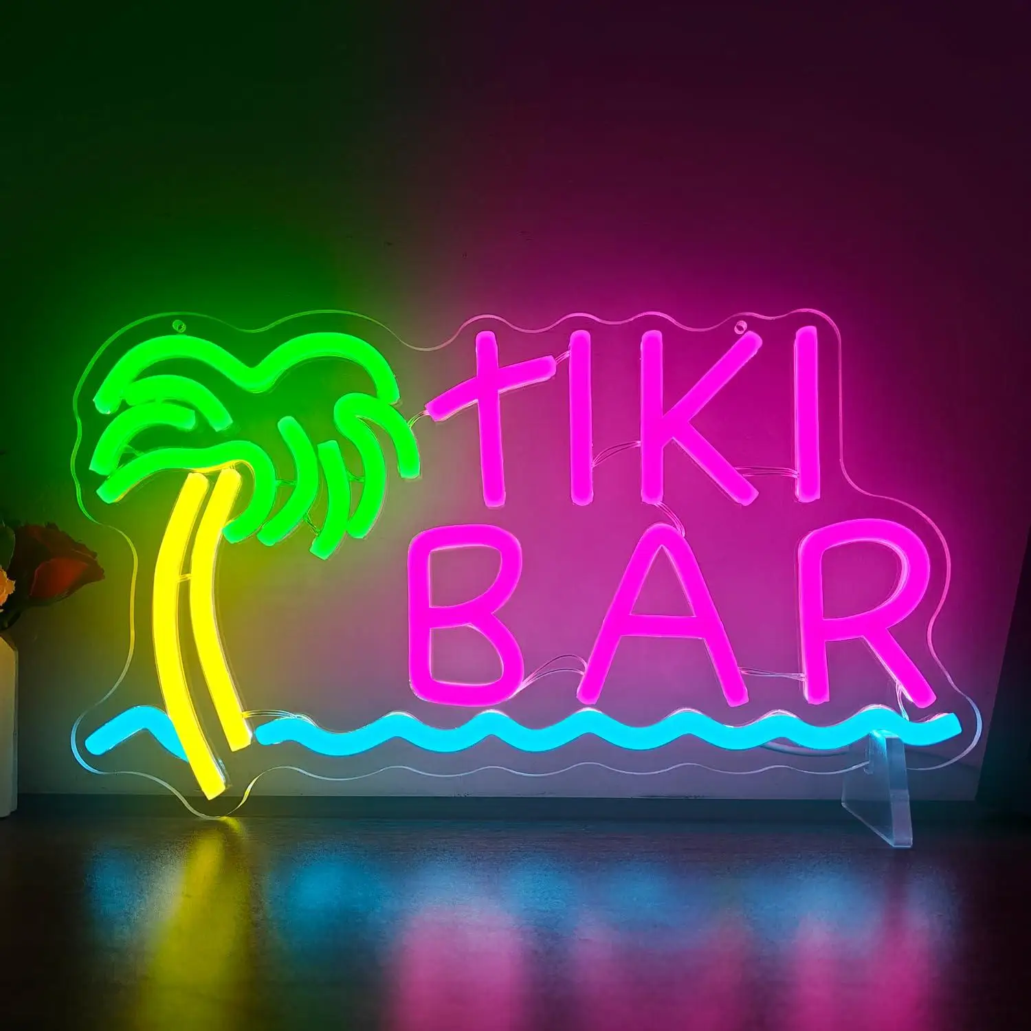 

Tiki Bar Neon Sign USB Dimmable LED Light for Pub Club Restaurant Bistro Party Tropical Themed Wall Art Decor Business Open Sign
