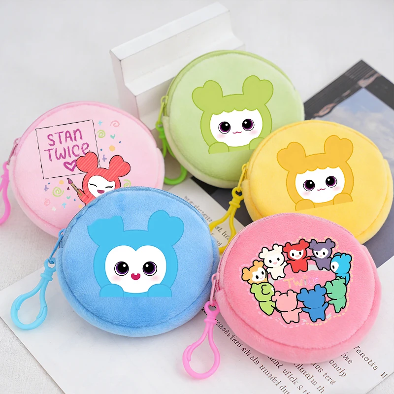 New TWICE Coin Purse Kpop Girl Group Print Mini Wallet Keychain Zipper Purse Cute Cartoon Round Money Bag Cute Small Purse Gift - view 2