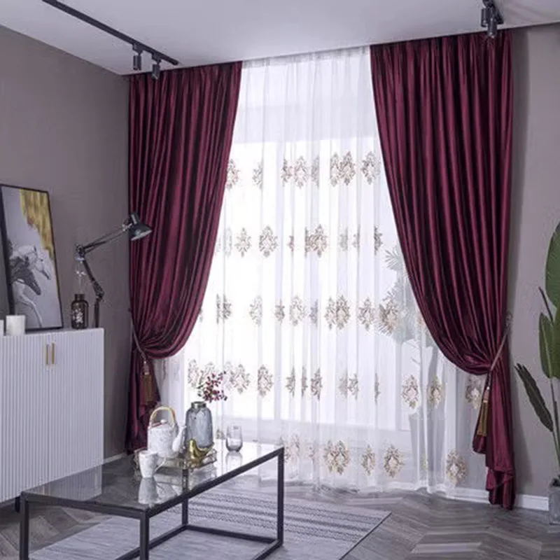Luxury French American Velvet Curtains for Living Room Bedroom Blackout Curtain Fabric Finished Product Customize