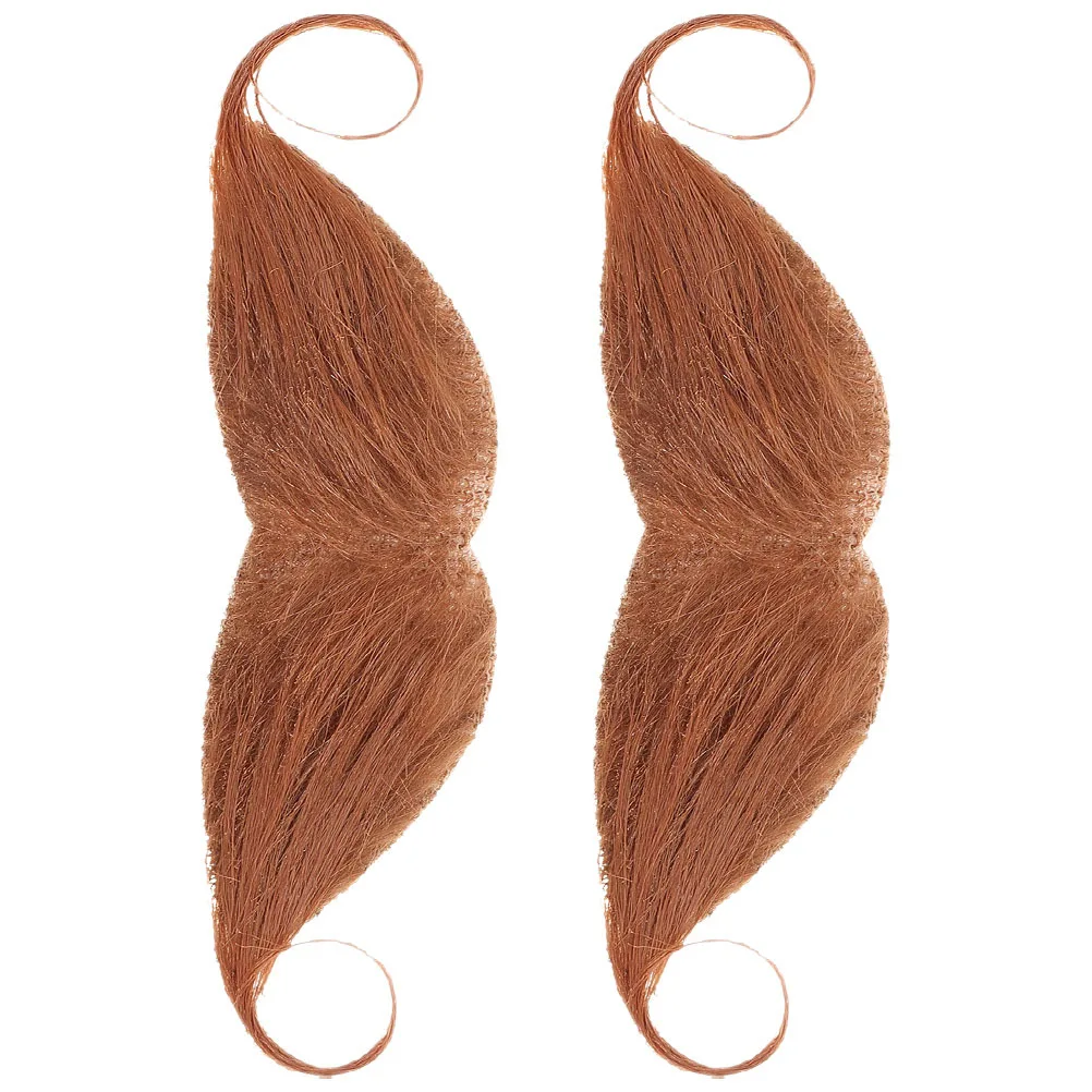 

2Pcs Artificial Mustache Simulated Beard Ergonomic Design Easy to Use Halloween Cosplay Props Realistic Beard Realistic Mustache