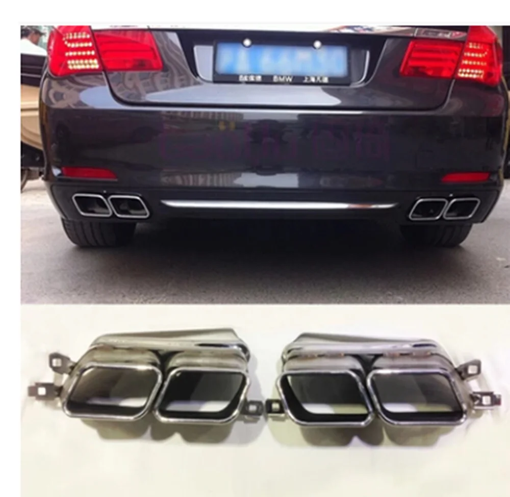 Car Rear Exhaust Muffler Tip Pipe For BMW 7S F02 To 760 304 2010-2015 Square Style Tail Air Outlet Vent Duct Exhause Tailpipe