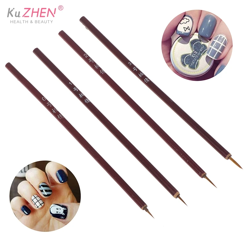 Nail Tool Bamboo Handle Nail Art Painting Brush Nail Liner Brush Pen Macinure Drawing Lines Stripe Painting Flower Pen Nail Art 