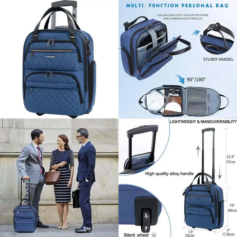 

Легкий 16-дюймовый женский ночной чемодан, многофункциональная ручная кладь нижнего белья, дымчато-синий для удобства в путешествиях