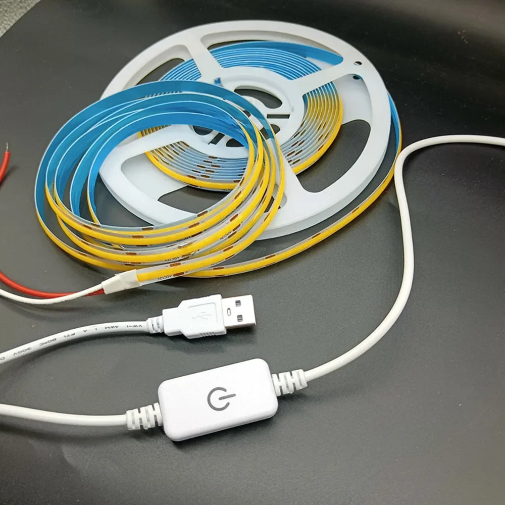 

DC5V COB Светодиодная лента с комплектом USB-переключателей RA90 Высокая плотность 320Led/m Гибкая лента Веревка Лента Лампа Полоса Теплый натуральный белый