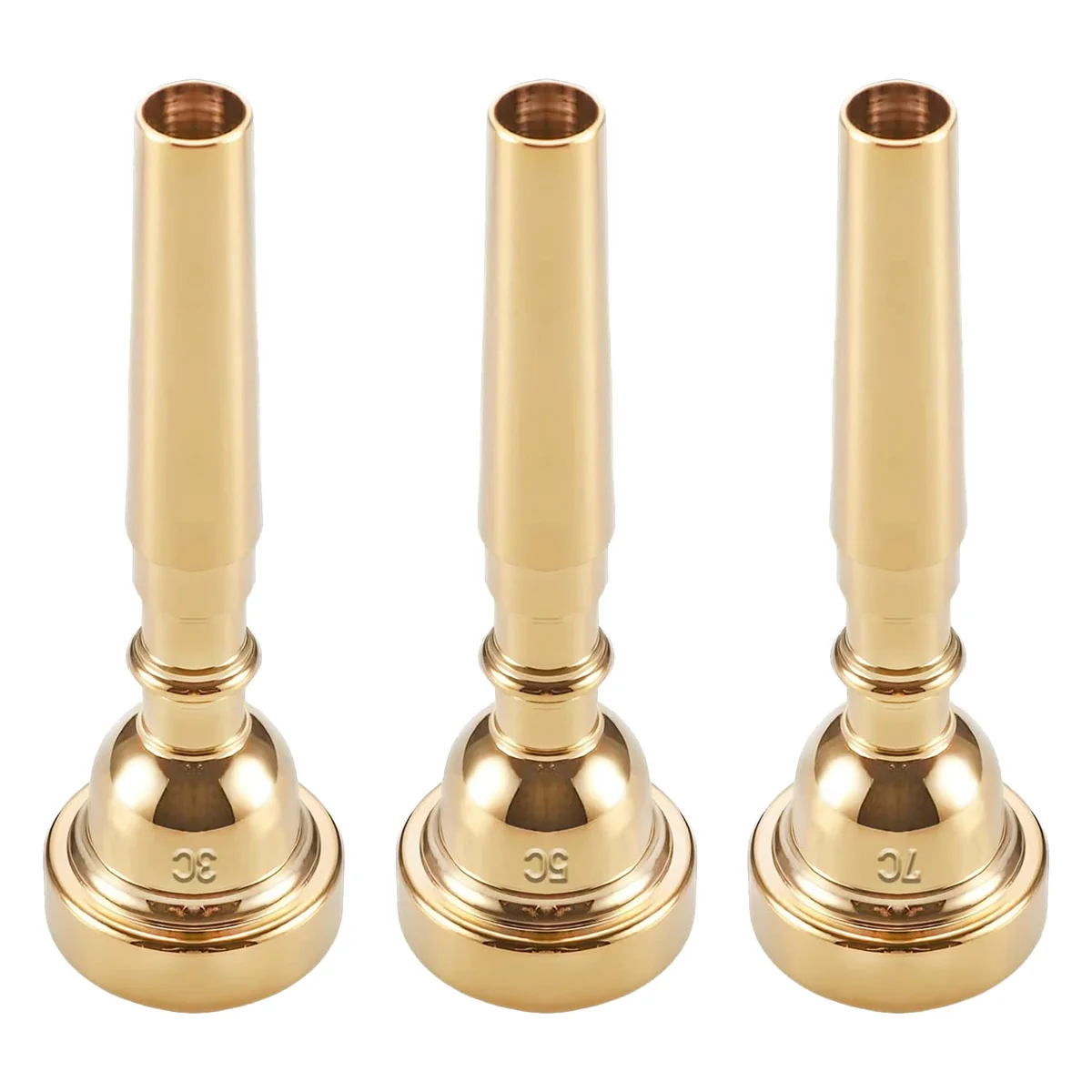 3PCS Trumpet Mounthpiece Set(3C 5C 7C) Gold Plated for Beginner Musical Trumpet Accessories or Finger