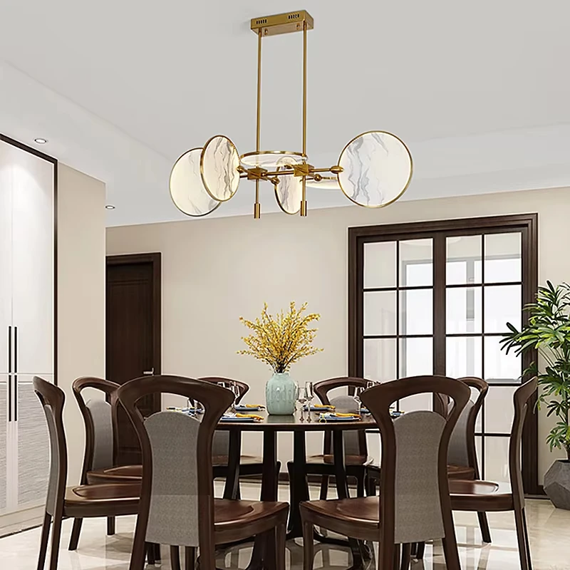

Modern Vintage Led Pendant Lights Iron Marble Chandeliers Home Decor Loft Living Kitchen Bedroom Suspension Design Lamp