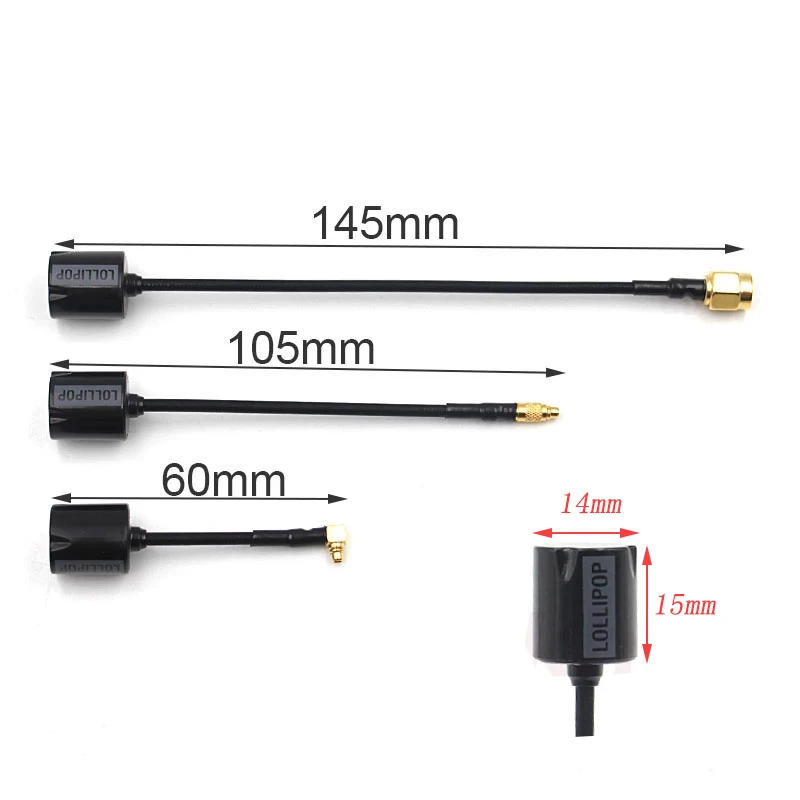 New Micro Lollipop 5.8G RHCP Image Transmission Antenna 65/105/145MM SMA / RP-SMA / MMCX / UFL For RC FPV Racing Drones DIY Part