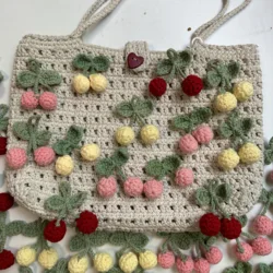 10Pcs/Lot Knitted Woolen Yarn Cherry Hook Weaving DIY Ornaments Craft Supplies Clothing Hat Shoe Key Chain Earring Decor Pendant