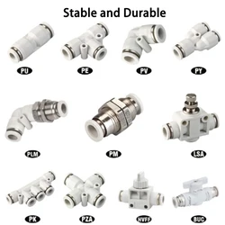 Pneumatic Fitting  High strength plastics Pipe Connectors White Fittings BSP Thread Tube Connector PU PE PV PM 6mm 8mm Adapter