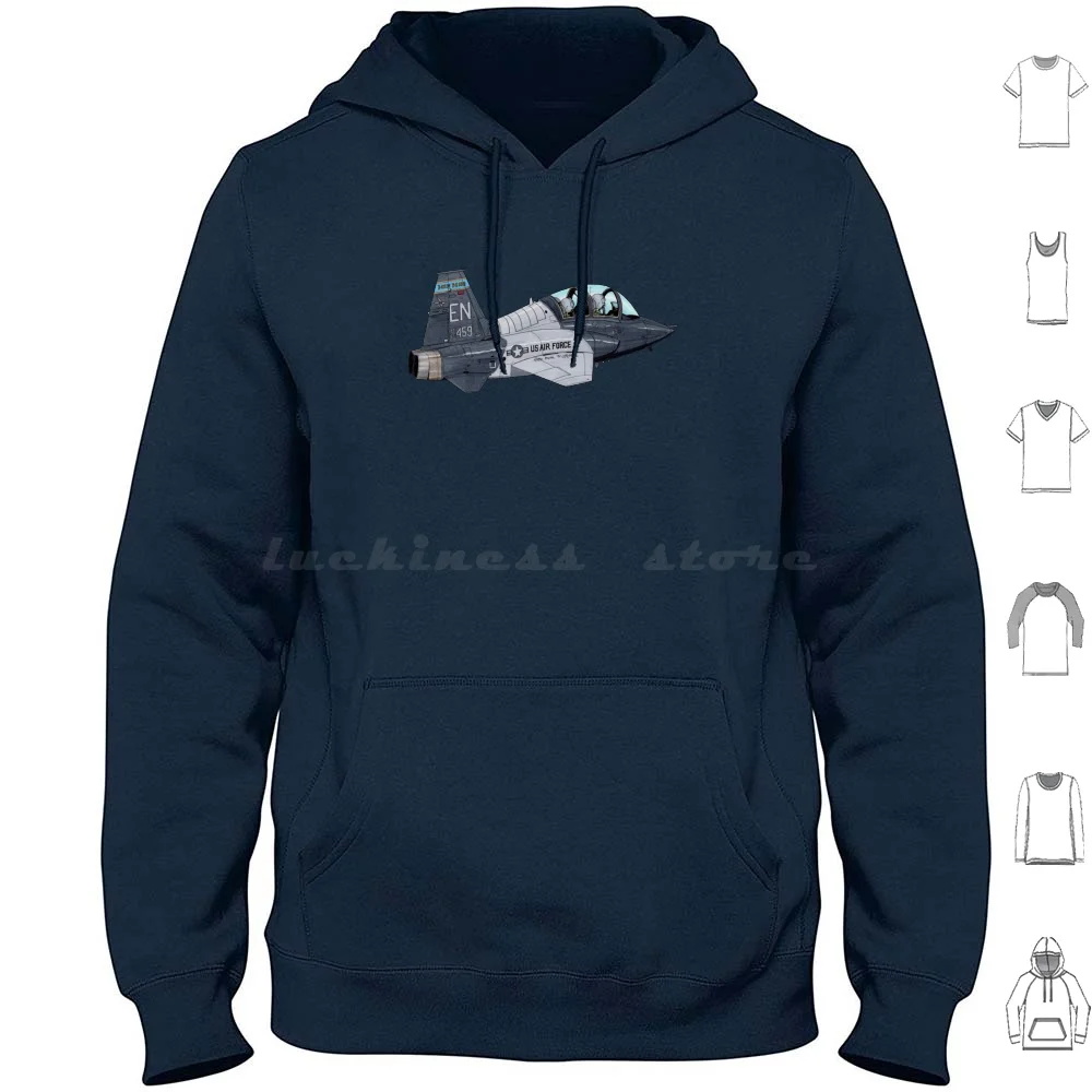 T-38 Talon Hoodies Long Sleeve Airplane Aviator Gear Aviation Pilot Gear T 38 Talon Jet Cartoon