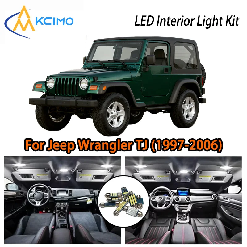 KCIMO For Jeep  Wrangler TJ (1997-2006) Premium LED Interior Kit - 2 Colors , Quick Installation,  Long-Lasting