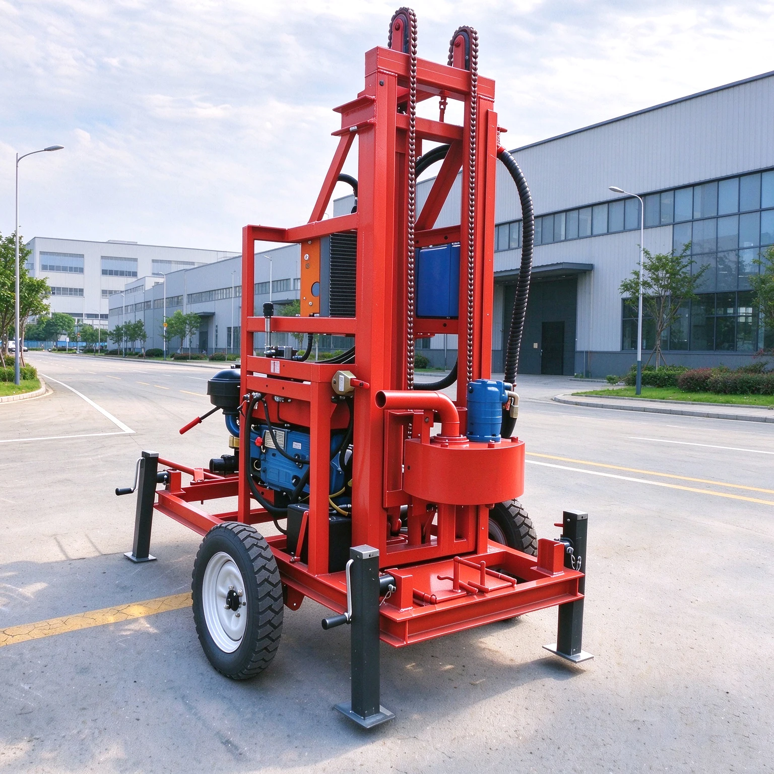 Heavy Duty Crawler Water Well Drilling Rig Wheeled Towed Borehole Drilling Rig Machine for Deep Wells