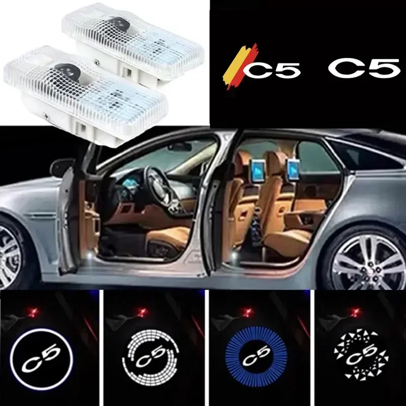 LED Car Door Welcome Lights Logo Projector for Citroen C5 Ghost Shadow Lights Ambient Lamp Safety Auto Decorative Accessory