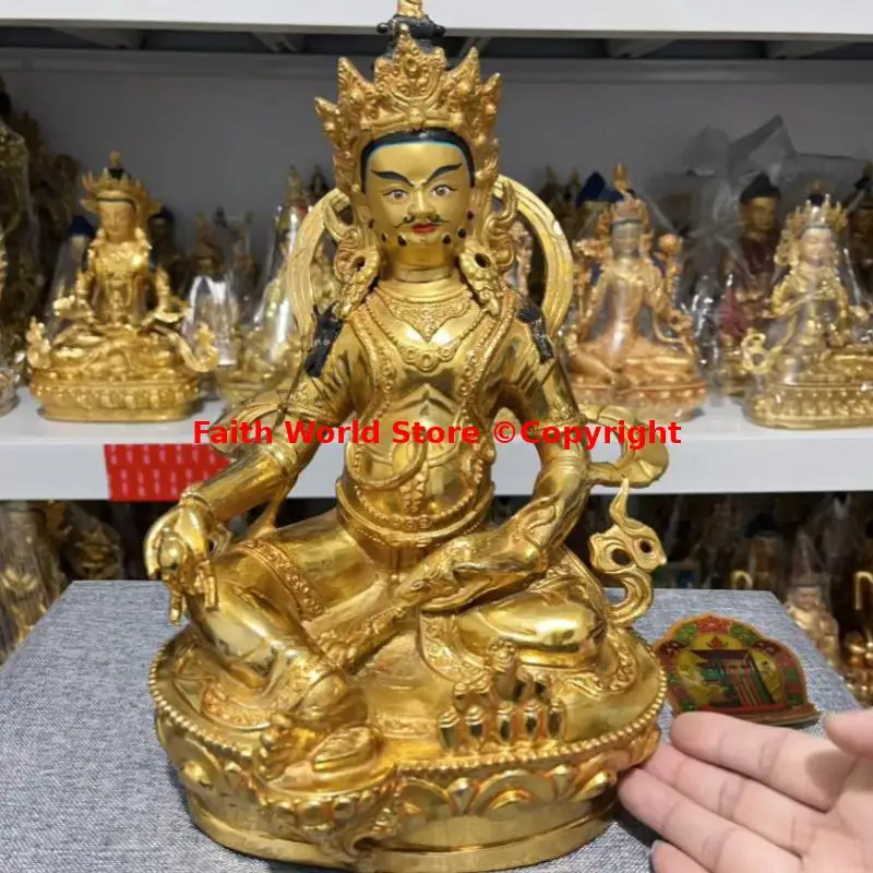 Discount 2024 gilding Tibet Buddhist Yellow Jambhala fortune god Buddha statue bring money Bless good luck temple worship