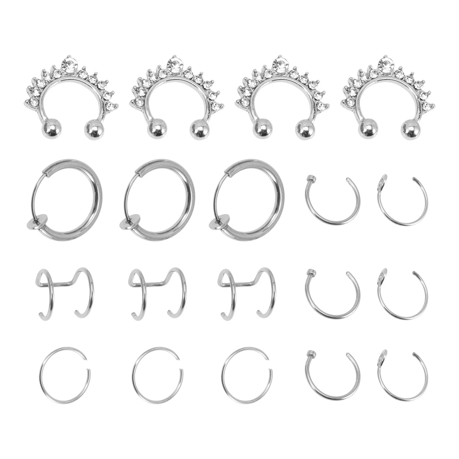 

19Pcs Fashion Nose Cuff Set Non Piercing Nose Rings for Women Ear Cuff Inspired Jewelry Fine Polished Lightweight Decor