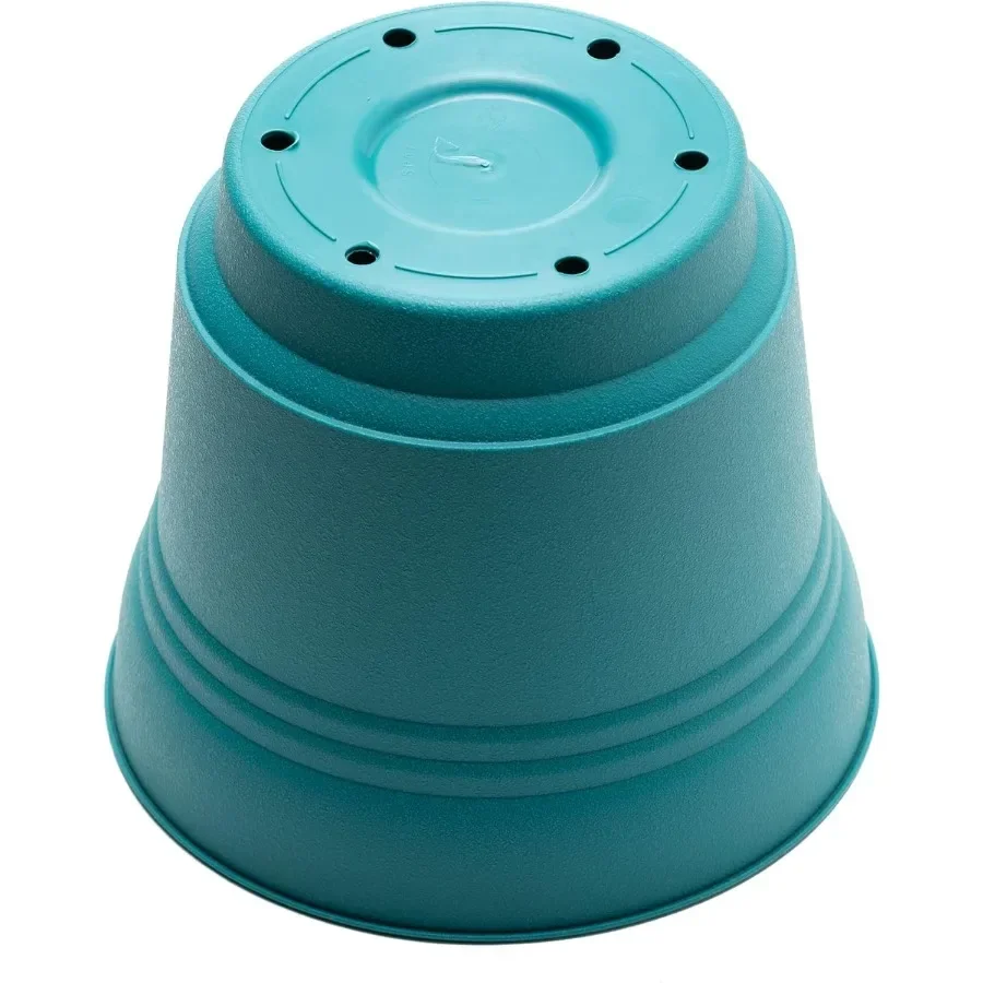 Бирюзовый цветочный горшок 10-дюймовый с дренажным блюдцем, пластиковый кашпо с матовой отделкой для внутренних и наружных комнатных растений, балкона