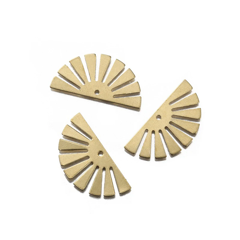 

20pcs Raw Brass Fashion Hollow Semicircle-shape Flower Earring Charms Pendant For DIY Earrings Jewelry Findings Accessories