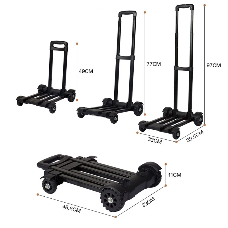 Folding Hand Truck Foldable Dolly Carts for Moving Luggage Carts Collapsible Dolly with Tank Wheels